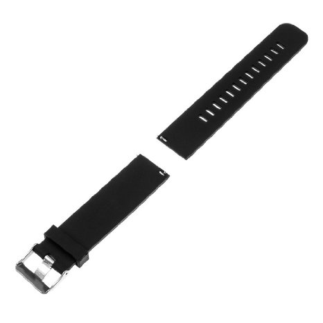TRUMiRR 22mm Silicone Rubber Watch Band Strap Stainless Steel Buckle for Samsung Gear 2 R380 R381 R382, Moto 360 2 46mm 2015,Pebble Time/Steel,Asus Zenwatch 1 2,LG G Watch W100 W110 W150, Black