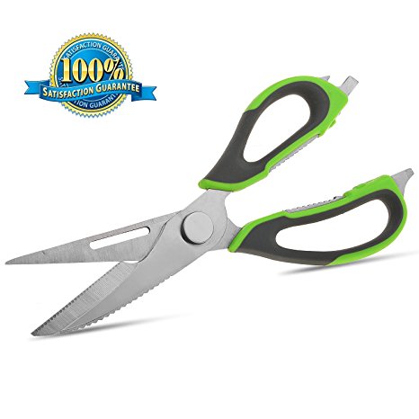 Wellehomi Multi-Purpose Utility Kitchen Scissors Heavy Duty Stainless Steel Shears for Chicken, Poultry, Fish, Meat, Vegetables, Herbs, BBQ's