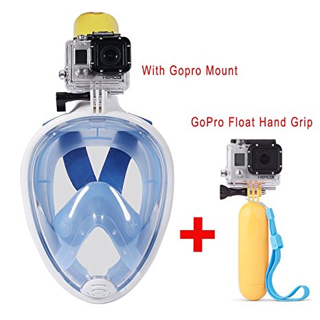 Snorkeling Mask,180° View Scuba Diving Full Face Free Breath Design Breath Ventilation Concept Anti-Leak Anti-Fog Swimming Mask For Gopro Hero 5/4/3 /3/2/1 SJ4000 SJ5000 Action Camera