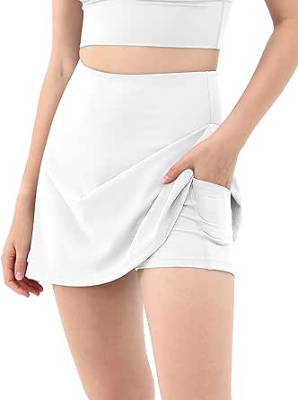 ODODOS Women's Athletic Tennis Skorts with Pockets Built-in Shorts Golf Active Skirts for Sports Running Gym Training