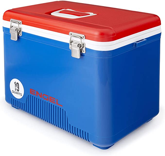 Engel 19 Quart 32 Can Airtight Odor Resistant Insulated Cooler Drybox, Red/Blue