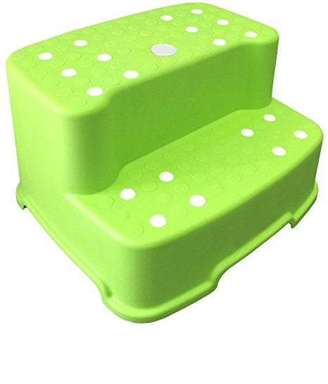 Tenby Living Extra-Wide, Extra-Tall Jumbo Step Stool with Removable Non-Slip Caps and Rubber Grips, Green