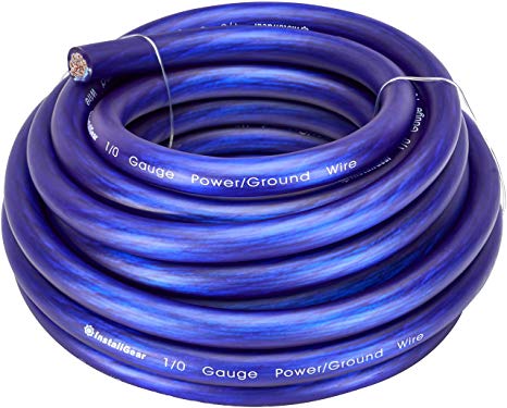 InstallGear 1/0 Gauge Blue 25ft Power/Ground Wire True Spec and Soft Touch Cable