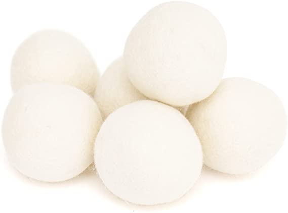 Wool Dryer Balls 6 Pack,Natural Fabric Softener 100% Organic Premium XL New Zealand Wool,Reusable,Reduces Clothing Wrinkles and Baby Safe, Saving Energy & Time