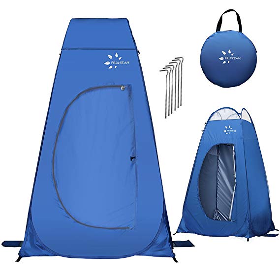 FRUITEAM Pop Up Privacy Tent for Portable Toilet Shower Silver Coated Dressing Changing Room Tent UV Protection Privacy Shelter Camping Cabana, Blue (blue01)