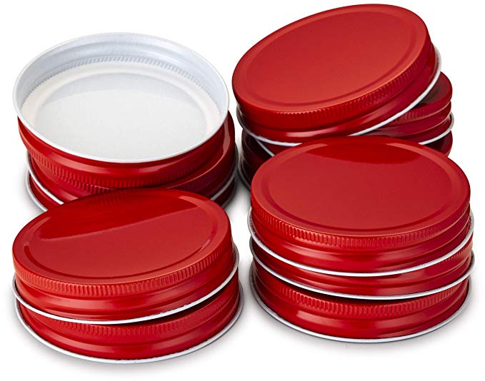 KooK Mason Jar Lids, Wide Mouth, Pack of 12. (red)