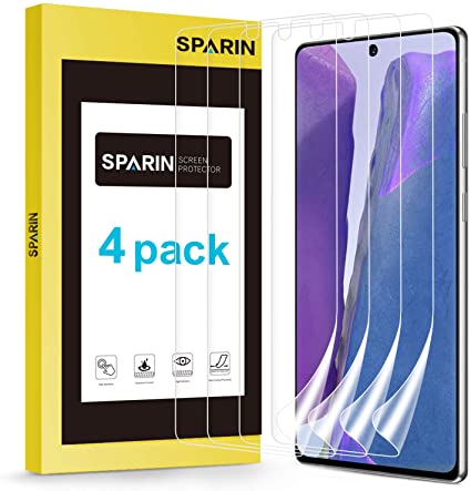 [4 Pack] Screen Protector for Galaxy Note 20, SPARIN Screen Protector for Samsung Galaxy Note 20, HD TPU/Sensitive Touch/Bubble-Free