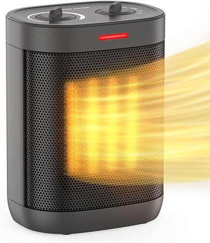 Space Heaters for Indoor Use, Portable 1500W/900W PTC Ceramic Space Heater, Small Space Heater with Thermostat, Three Modes, Overheat and Tip-Over Protection for Office Home