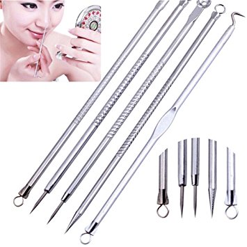 HENGSONG Blackhead Remover Kit Acne Pimple Beauty Tools Stainless Steel Set of 5