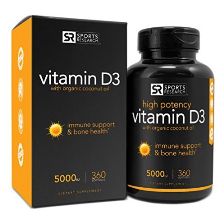 Vitamin D3 5000iu in Cold-Pressed Organic Coconut Oil for Better Absorption Non-GMO and Gluten Free 360 Mini Liquid Softgels Made in USA