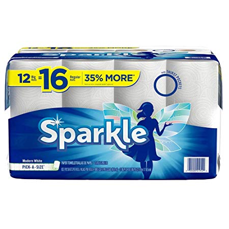 Sparkle Paper Towels, 12 Big Rolls Equivalent to 16 Regular Rolls, Modern White, Pick-A-Size, 12 Rolls in a Pack