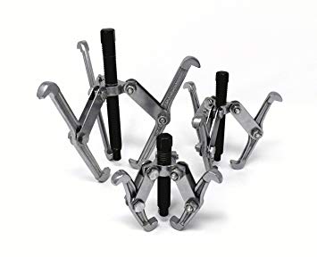IIT 51050 3 Jaw Gear Puller Set, 3 Piece Universal gear puller set /w 4 or 8 position reversible inside/outside short, standard, long, & extra-long reach, 3", 4", and 6" pullers