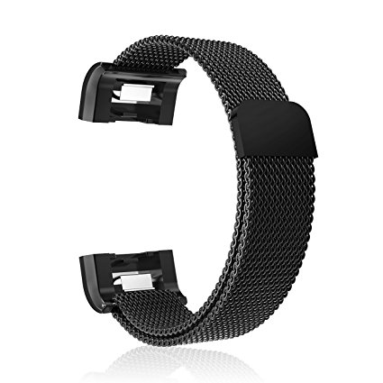 Replacement Band for Fitbit Charge 2, CHOETECH Milanese Loop Stainless Steel Bracelet Strap with Magnetic Closure Clasp for Fitbit Charge 2, Fits Wrist Size 6.5-10- Black