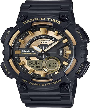 Casio Men's 'Heavy Duty' Quartz Resin Watch, Color:Black (Model: AEQ-110BW-9AVCF)