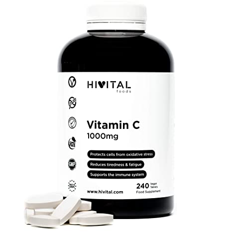 Vitamin C 1000mg | 240 Vegan Tablets (8 Month Supply) | Antioxidant that protects cells from damage & aging, Supports healthy Skin, Reduces tiredness & fatigue and Supports strong Immune System