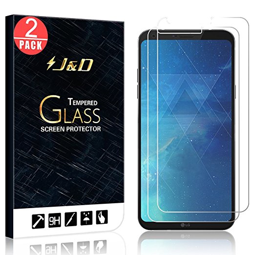 [2-Pack] LG Q6 Screen Protector, J&D Glass Screen Protector [Tempered Glass] HD Clear Ballistic Glass Screen Protector for LG Q6 - Protect Screen from Drop and Scratch