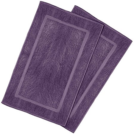 Luxury Cotton Hotel-Spa Tub-Shower Bath Mat Floor Mat - (2 Pack, Plum, 21 Inch by 34 Inch) - Washable Bath Rug Set, Luxury Size, Maximum Absorbency, Machine Washable - by Utopia Towels