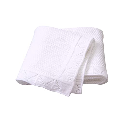 Ziyunlong Baby Blanket Knit Crib Toddler Blanket for Boys and Girls(Pure White)