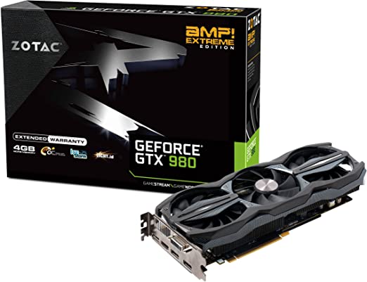 ZOTAC GeForce GTX 980 AMP! Extreme 4GB GDDR5 PCI Express 3.0 HDMI DVI DisplayPort Graphics Cards ZT-90203-10P