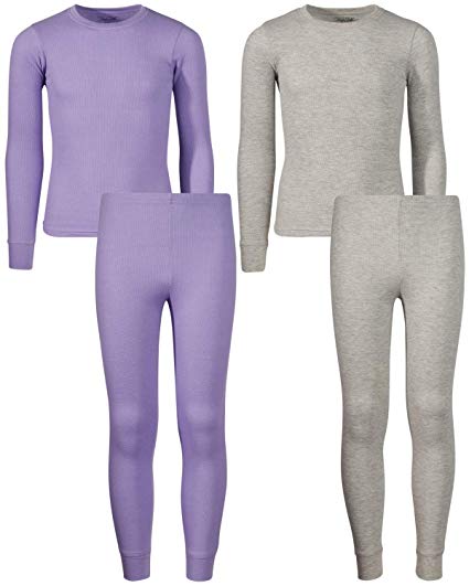 Rene Rofe Girl Waffle Thermal Underwear Top and Pant Set (2 Full Sets)