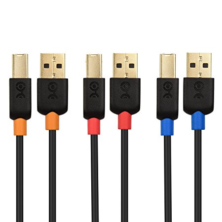Cable Matters (3 Pack) Hi-Speed USB 2.0 Type A to B Printer Scanner Cable - 3 Feet
