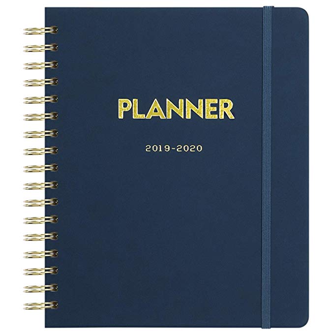 2019-2020 Academic Planner - Weekly & Monthly Planner with Tabs   Luxury Vegan Leather and Thick Paper, Back Pocket with 15 Notes Pages   Gift Box - 8" x 10"