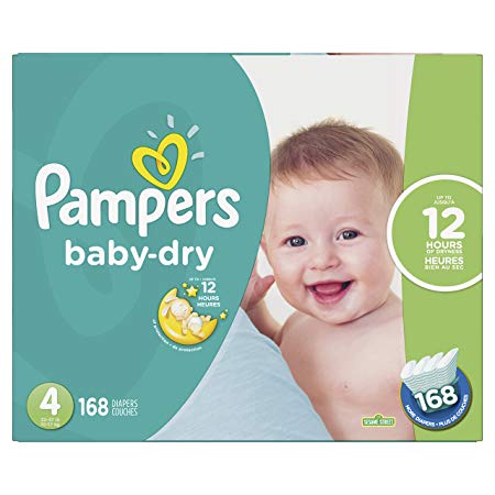 Diapers Size 4 - Pampers Baby Dry Disposable Baby Diapers, 168 Count, Economy Pack Plus