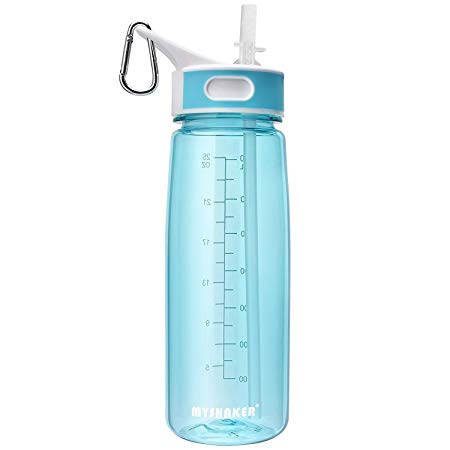 BOTTLED JOY Water Bottle, Reusable Sports Water Bottle with Straw and Handle BPA-Free Leak Proof Drinking Bottle for Travel Outdoor Hiking Camping, 28 oz 800ml