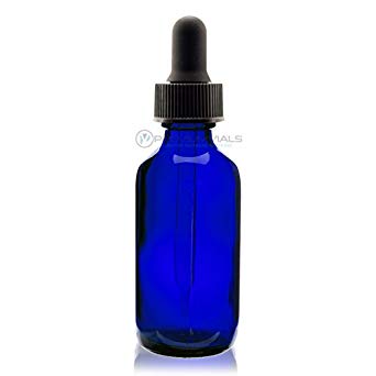 Premium Vials B37-pk12 Boston Round Glass Bottle with Dropper, 2 oz Capacity, Blue (Pack of 12)