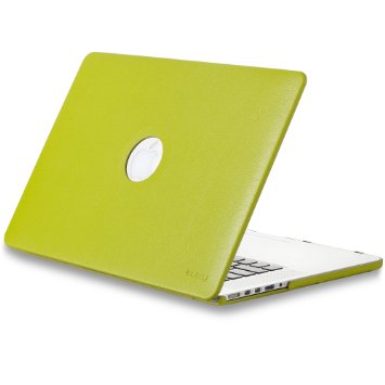 Kuzy - GREEN LEATHER Hard Case for MacBook Pro 15.4" with Retina Display Model: A1398 (NEWEST VERSION) Shell Cover 15-Inch Leatherette - GREEN
