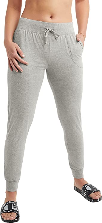 Champion Women’s Everyday Cotton Joggers, Women’s Jersey Sweatpants, Women’s Lightweight Joggers, C Logo, 29" Inseam