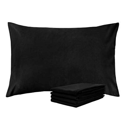 NTBAY Queen Pillowcases Set of 4, 100% Brushed Microfiber, Soft and Cozy, Wrinkle, Fade, Stain Resistant (Black, Queen)