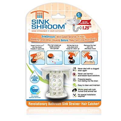 SinkShroom SSWHT988 The Revolutionary Sink Drain Protector Hair Catcher/Strainer/Snare, White