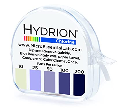 Micro Essential Lab CM-240 Hydrion Chlorine Dispenser 10-200 PPM Test Roll Plus Extra Roll 200 Tests