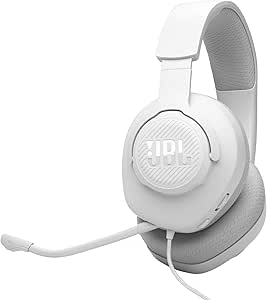 JBL Quantum 100M2 Casque gaming filaire circum-auriculaire avec microphone amovible, son JBL QuantumSOUND Signature, câble jack 3,5mm, compatible avec de nombreuses plate-formes, fonction mute, blanc