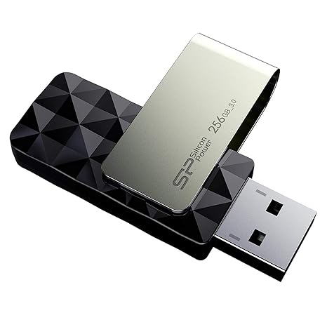 SP Silicon Power Silicon Power 256GB USB 3.0 Flash Drive with Capless Swivel Design, USB 3.2 Gen 1 USB 2.0 Thumb Drive Pen Drive Memory Stick, Blaze B30 Series