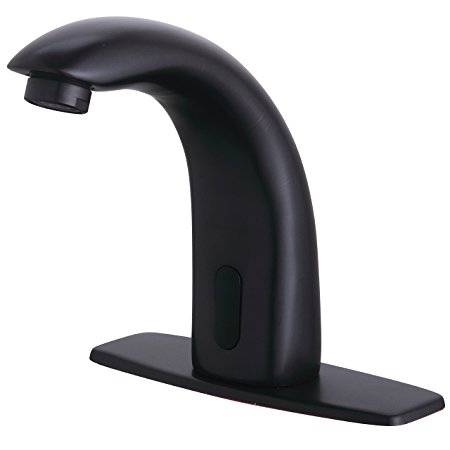 Fyeer Automatic Sensor Touchless Bathroom Sink Faucet with Hole Cover Deck Plate, Oil Rubbed Bronze Finish, FN0103B
