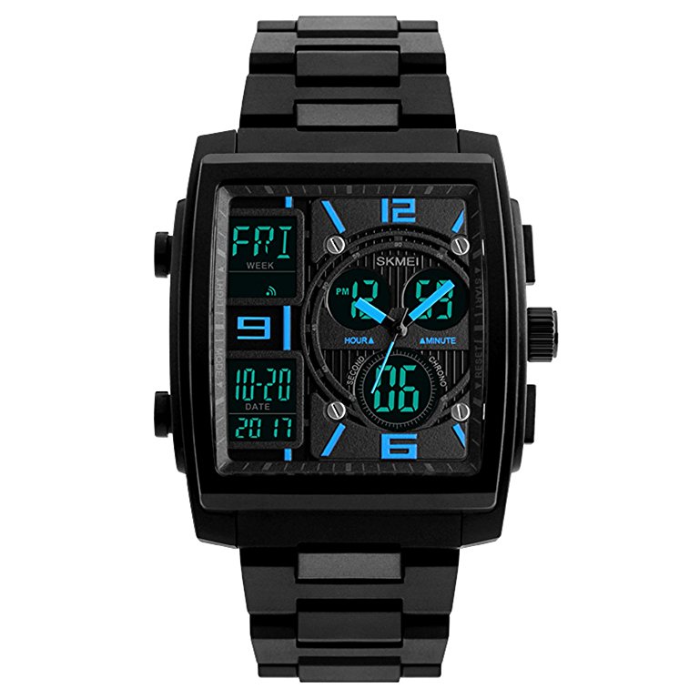 Men's Sport Watch Digital Military Wrist watch Square Analog Quartz Watches Electronic LED Watch