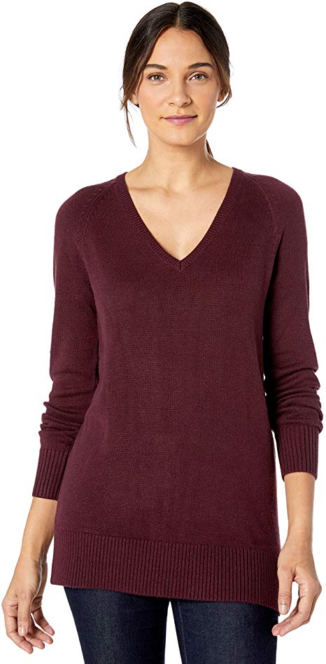 Lark & Ro Women's Long Sleeve Tunic V-Neck Sweater
