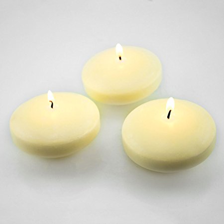 24pcs Floating Candles for Wedding Party Favor Unscented Floater Disc (Ivory, 3")