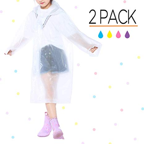 Opret Portable Kids Children Rain Poncho, Reusable Raincoat with Hoods and Sleeves, Durable, Lightweight and Perfect for Outdoor Activities