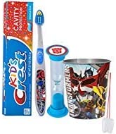 Transformers Inspired 4pc Bright Smile Oral Hygiene Set! Soft Manual Toothbrush, Toothpaste, Brushing Timer & Mouthwash Rinse Cup! Plus Bonus "Remember to Brush" Visual Aid!