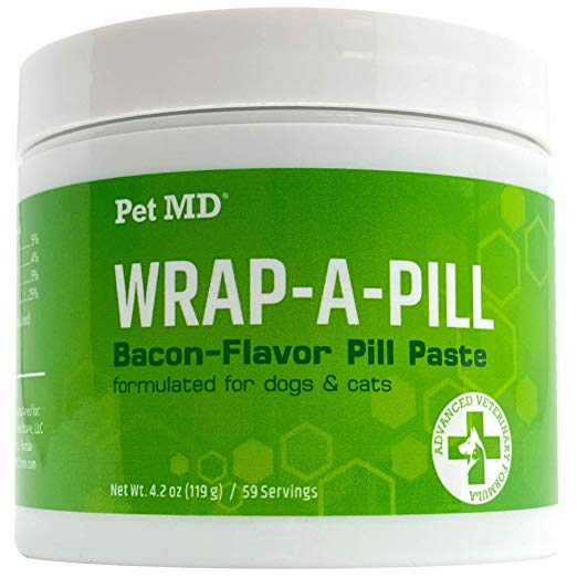 Pet MD Wrap A Pill Bacon Flavor Pill Paste for Dogs and Cats - Create a Pocket to Hide Pills and Medication - 59 Servings