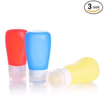 My- Burhan™ Silicone Squeezable Carry-on Travel Toiletry Bottles BPA Free TSA Approved Leak Proof for Shampoo Gel Lotion Cream 85ml * 3 Pack