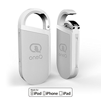 OneQ Lightning Flash Drive, OneQ Key chain 3 in 1 External Storage Memory Stick Lightning / OTG Connector with Power Station for Apple iOS iPhone iPad Mac PC (White 16GB)
