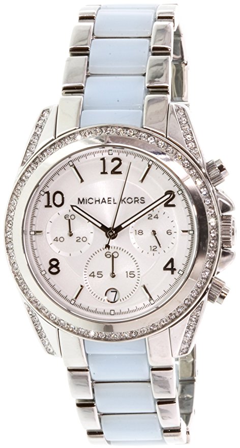 Michael Kors Women's Blair Watch, Silver/Chambray, One Size