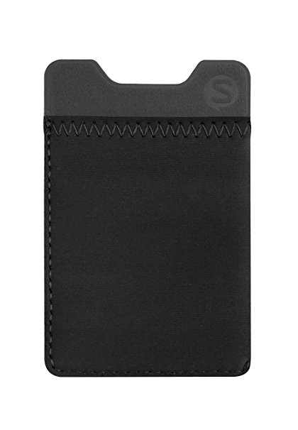 Silk Stick-on Phone Wallet - Sidecar Slim Expandable Credit Card Adhesive Pocket - Fits iPhone and Android (Midnight Black)