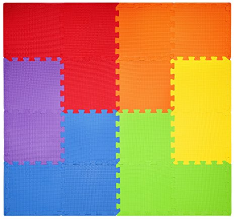 16 Piece Baby Puzzle Play Mat - EVA Foam Mat Non-Toxic with High Safety Standards - Best Foam Play Mat for Toddlers with Vibrant Colors of Foam Floor Tiles - Easy Interlocking Foam Mats Tiles
