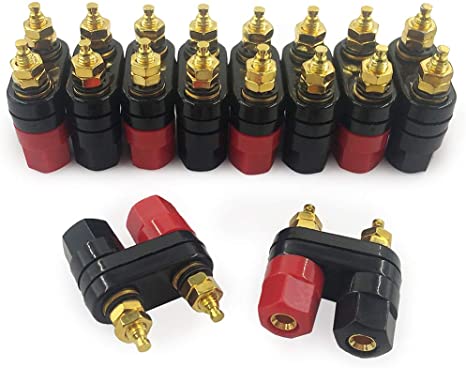 (10Pcs) MCIGICM Terminal Binding Post Power Amplifier Dual Copper 2-Way Banana Plug Jack