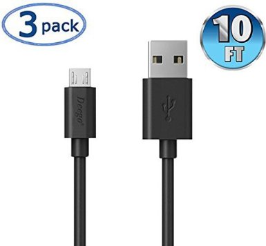 Micro USB Cable, [3-Pack] Reversible High Speed USB 2.0 A Male to Micro USB Assorted Lengths Data Sync Cable Cord Computer Cables & Interconnects Cell Phone Cables(Black)